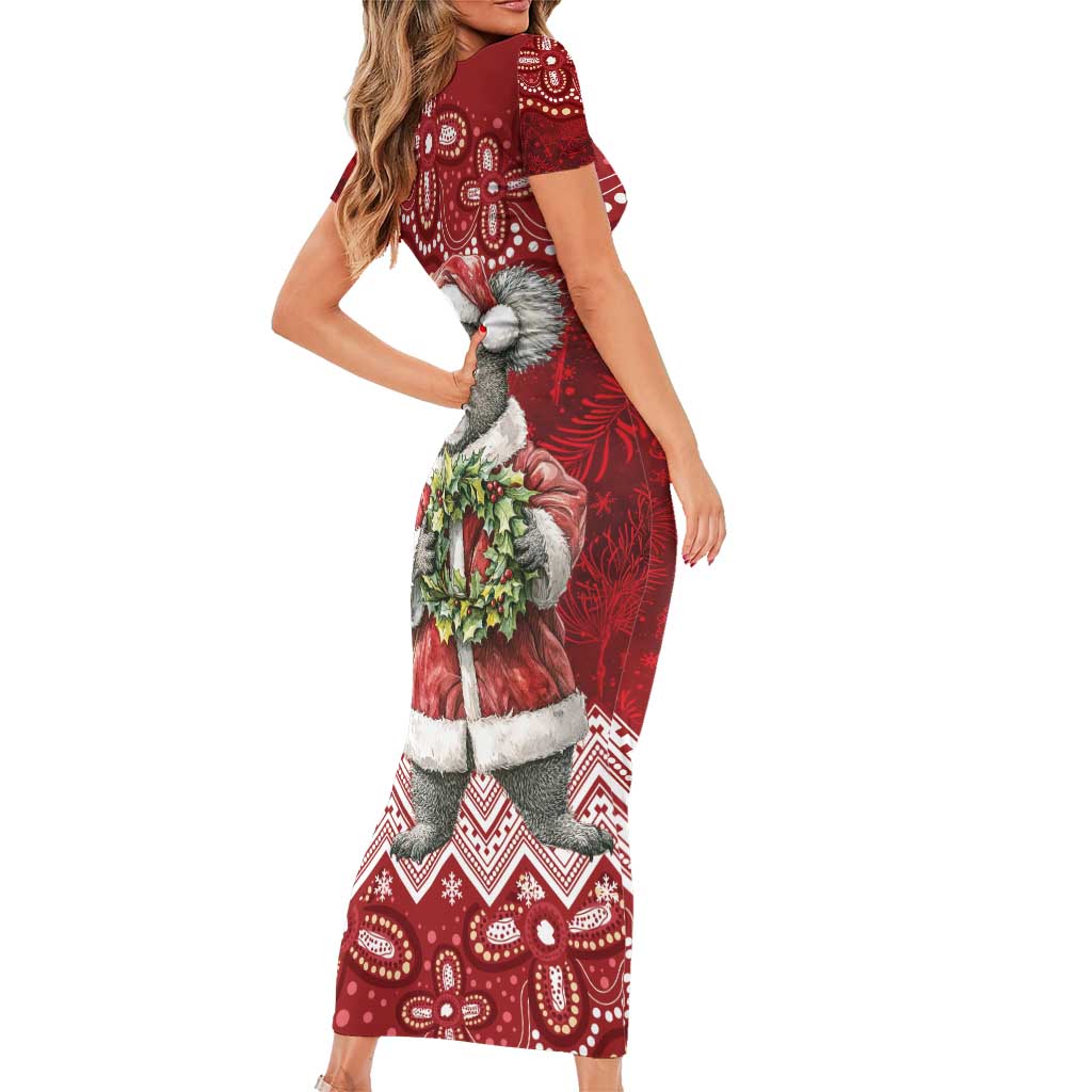 Here For A Koality Xmas Australia Abogirinal Family Matching Short Sleeve Bodycon Dress and Hawaiian Shirt Santa Koala - Aussie Hoodie