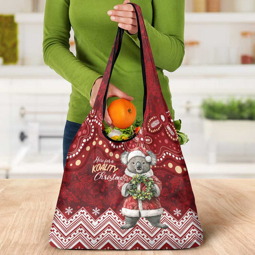 Here For A Koality Xmas Australia Abogirinal Grocery Bag Santa Koala - Aussie Hoodie