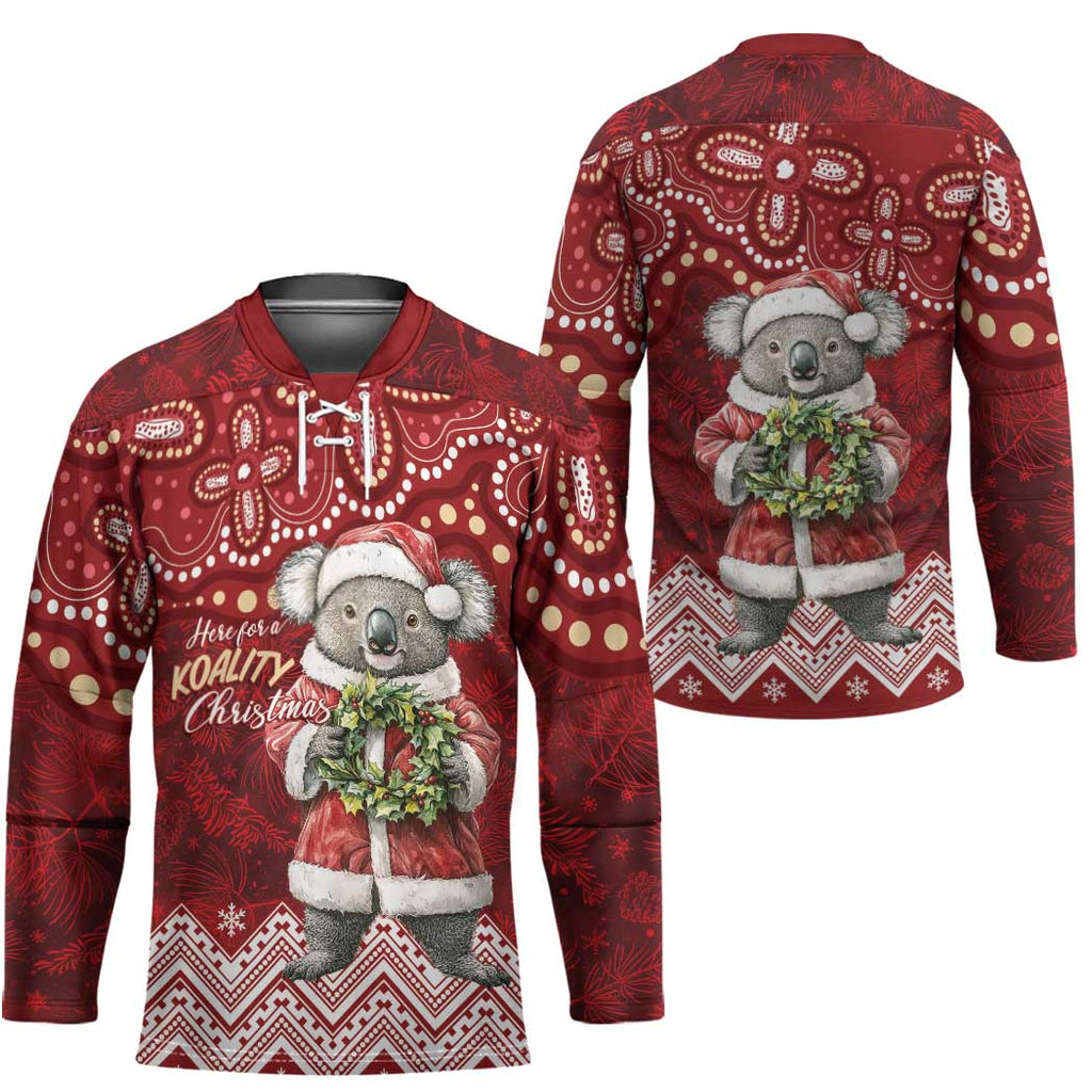 Here For A Koality Xmas Australia Abogirinal Hockey Jersey Santa Koala - Aussie Hoodie