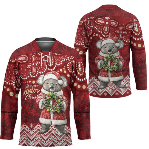 Here For A Koality Xmas Australia Abogirinal Hockey Jersey Santa Koala - Aussie Hoodie
