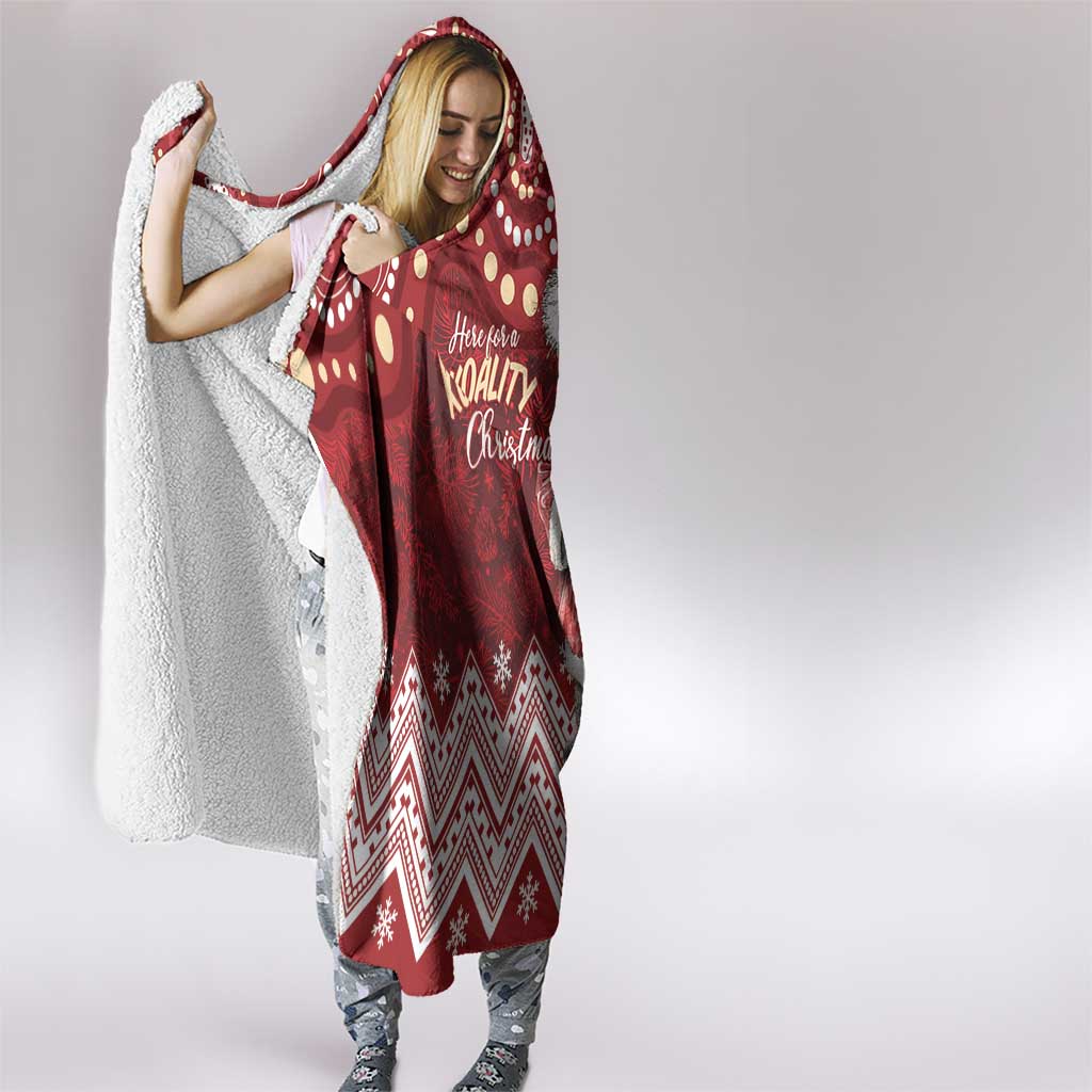 Here For A Koality Xmas Australia Abogirinal Hooded Blanket Santa Koala - Aussie Hoodie