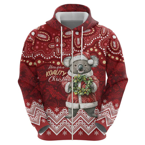 Here For A Koality Xmas Australia Abogirinal Hoodie Santa Koala - Aussie Hoodie