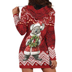 Here For A Koality Xmas Australia Abogirinal Hoodie Dress Santa Koala - Aussie Hoodie