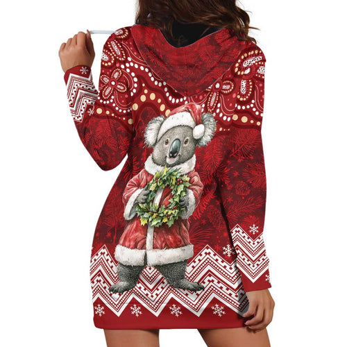 Here For A Koality Xmas Australia Abogirinal Hoodie Dress Santa Koala - Aussie Hoodie