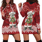 Here For A Koality Xmas Australia Abogirinal Hoodie Dress Santa Koala - Aussie Hoodie