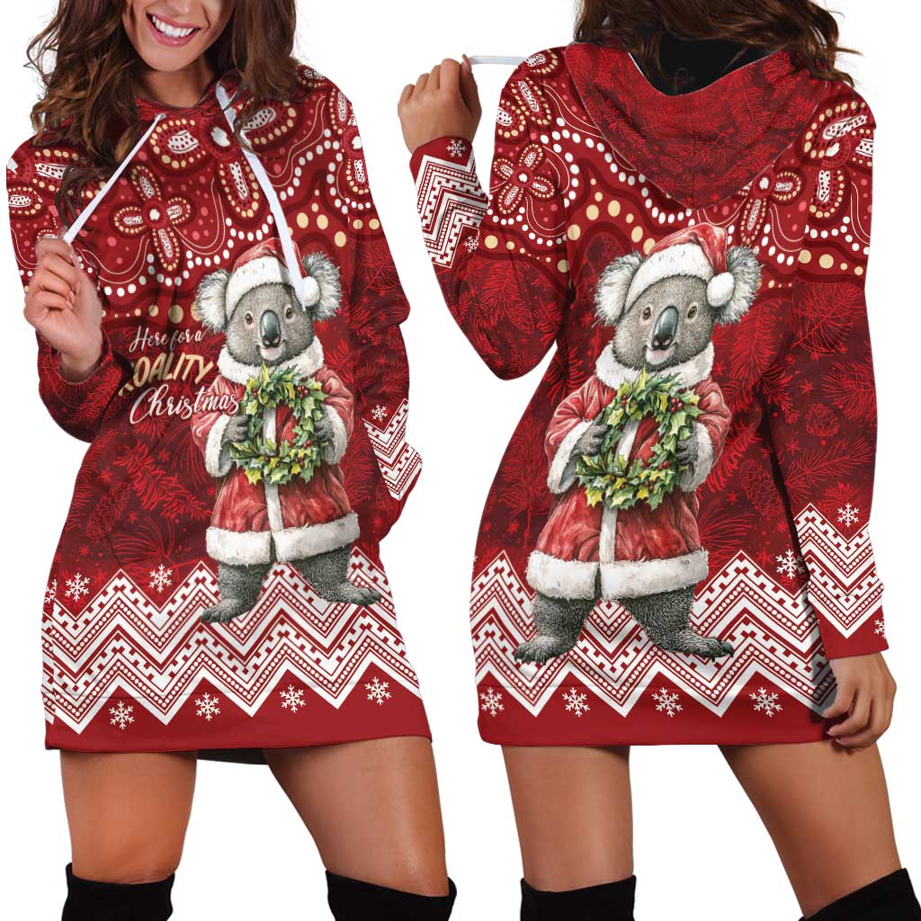 Here For A Koality Xmas Australia Abogirinal Hoodie Dress Santa Koala - Aussie Hoodie