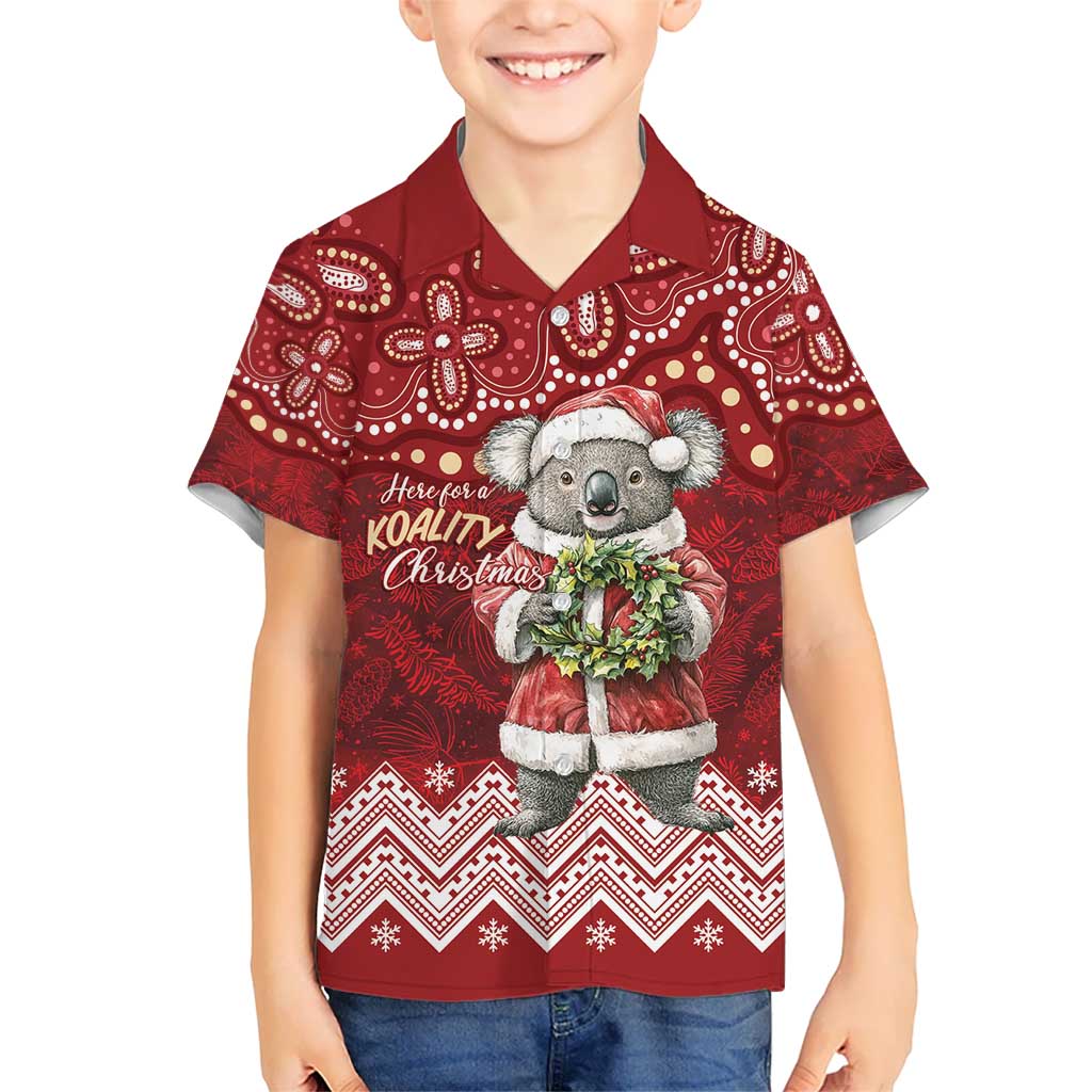 Here For A Koality Xmas Australia Abogirinal Kid Hawaiian Shirt Santa Koala - Aussie Hoodie