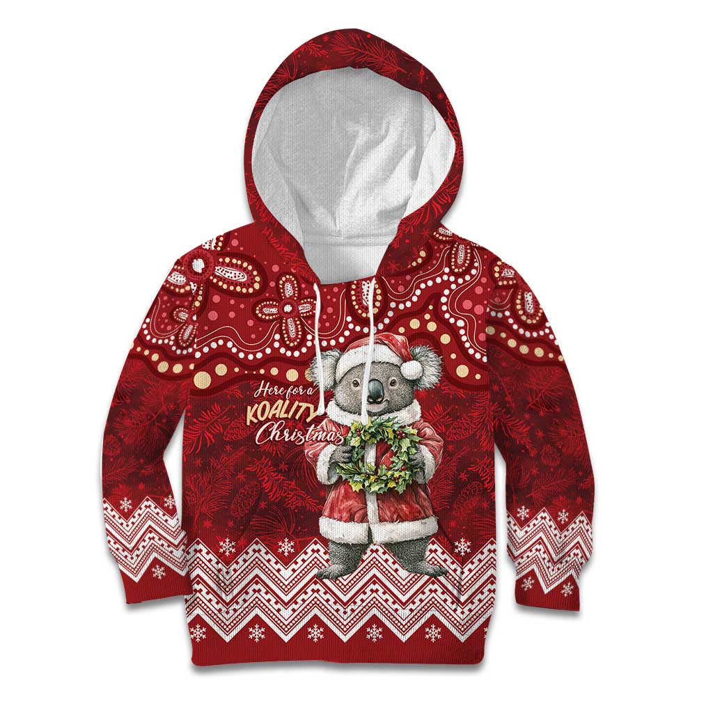 Here For A Koality Xmas Australia Abogirinal Kid Hoodie Santa Koala - Aussie Hoodie