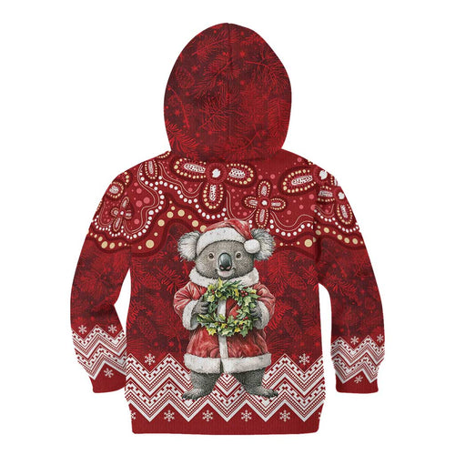 Here For A Koality Xmas Australia Abogirinal Kid Hoodie Santa Koala - Aussie Hoodie