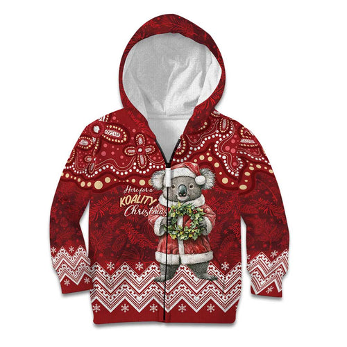 Here For A Koality Xmas Australia Abogirinal Kid Hoodie Santa Koala - Aussie Hoodie
