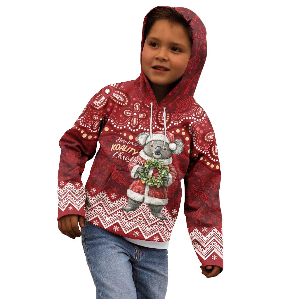 Here For A Koality Xmas Australia Abogirinal Kid Hoodie Santa Koala - Aussie Hoodie