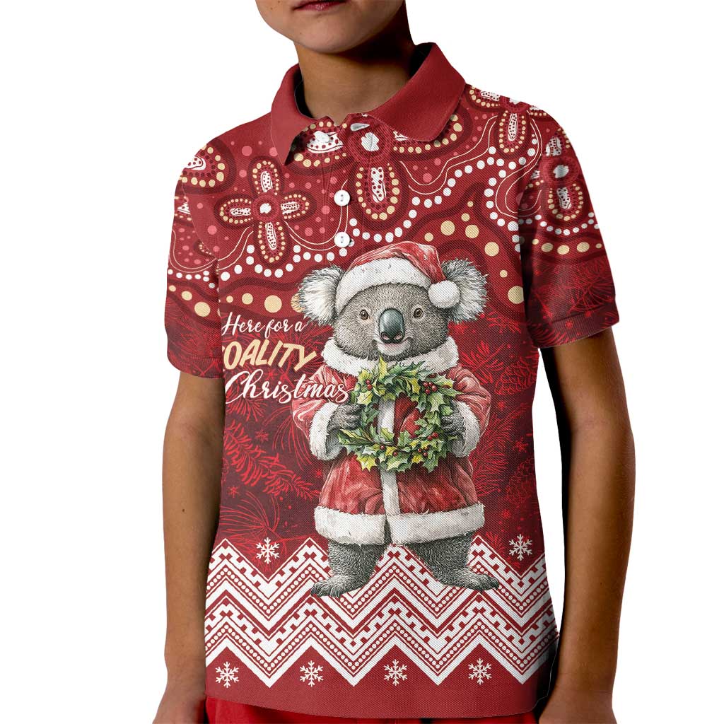 Here For A Koality Xmas Australia Abogirinal Kid Polo Shirt Santa Koala - Aussie Hoodie
