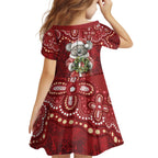 Here For A Koality Xmas Australia Abogirinal Kid Short Sleeve Dress Santa Koala - Aussie Hoodie