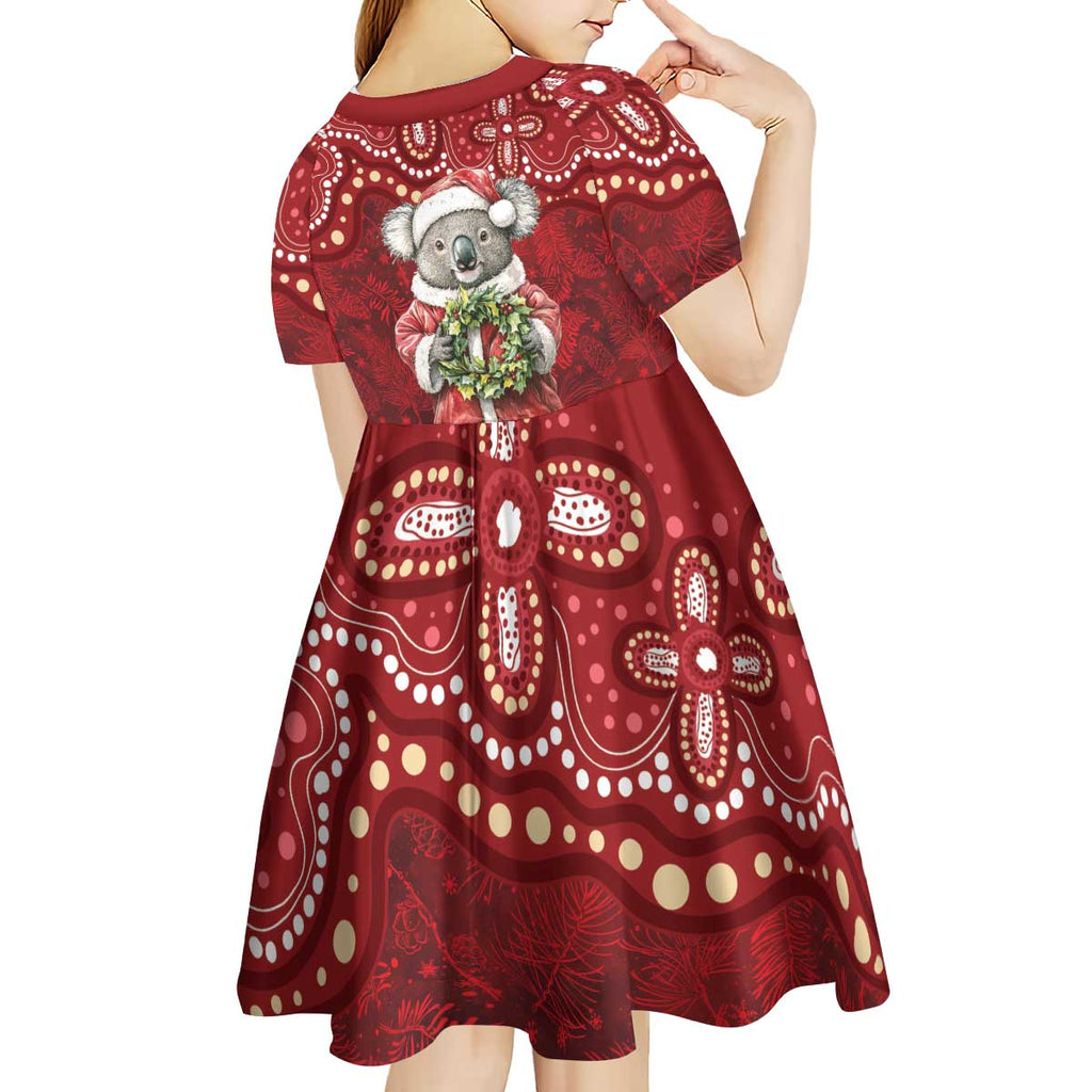 Here For A Koality Xmas Australia Abogirinal Kid Short Sleeve Dress Santa Koala - Aussie Hoodie