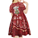 Here For A Koality Xmas Australia Abogirinal Kid Short Sleeve Dress Santa Koala - Aussie Hoodie