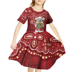 Here For A Koality Xmas Australia Abogirinal Kid Short Sleeve Dress Santa Koala - Aussie Hoodie