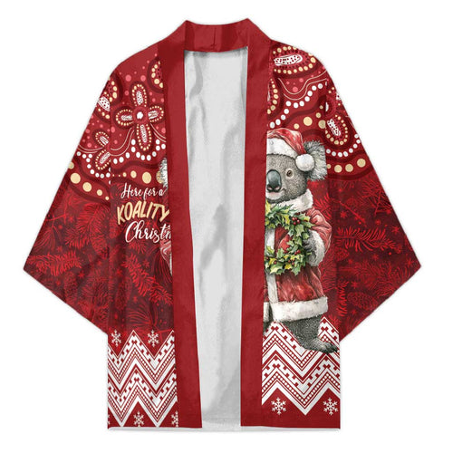 Here For A Koality Xmas Australia Abogirinal Kimono Santa Koala - Aussie Hoodie