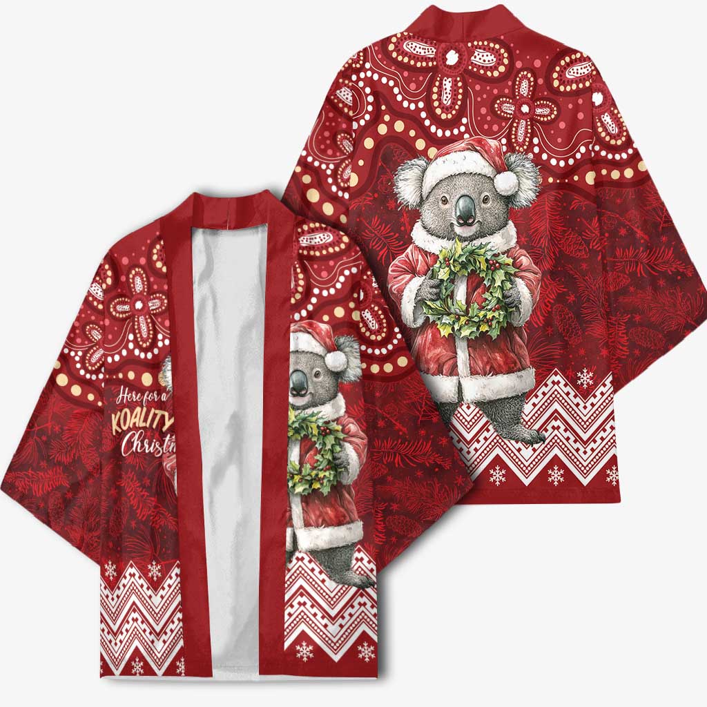 Here For A Koality Xmas Australia Abogirinal Kimono Santa Koala - Aussie Hoodie