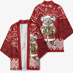Here For A Koality Xmas Australia Abogirinal Kimono Santa Koala - Aussie Hoodie