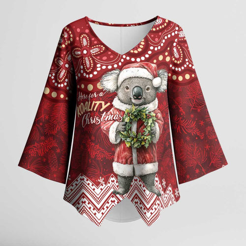Here For A Koality Xmas Australia Abogirinal Kimono Sleeve Blouse Santa Koala - Aussie Hoodie