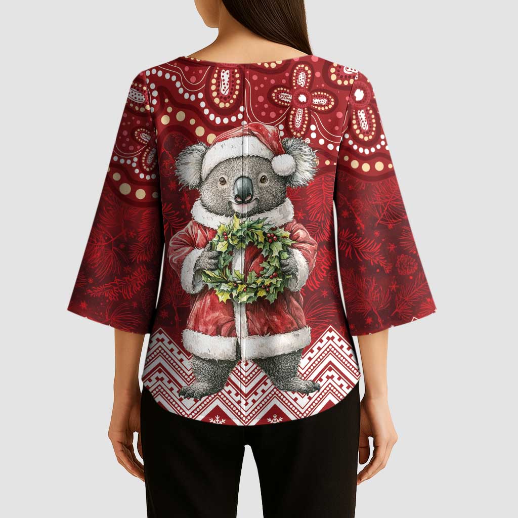 Here For A Koality Xmas Australia Abogirinal Kimono Sleeve Blouse Santa Koala - Aussie Hoodie