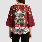 Here For A Koality Xmas Australia Abogirinal Kimono Sleeve Blouse Santa Koala - Aussie Hoodie
