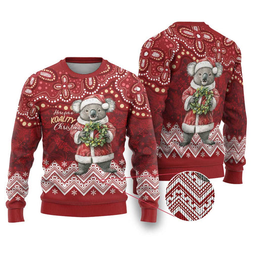 Here For A Koality Xmas Australia Abogirinal Ugly Christmas Sweater Santa Koala - Aussie Hoodie