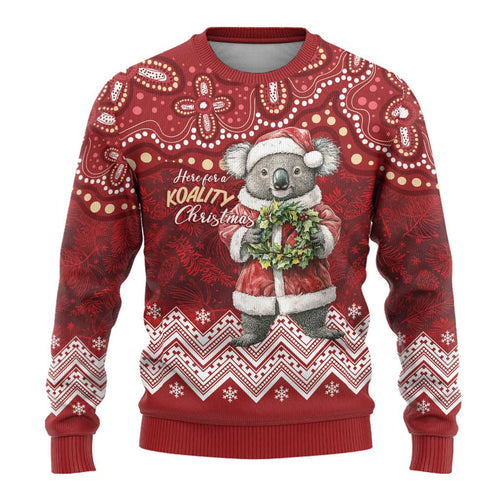 Here For A Koality Xmas Australia Abogirinal Ugly Christmas Sweater Santa Koala - Aussie Hoodie