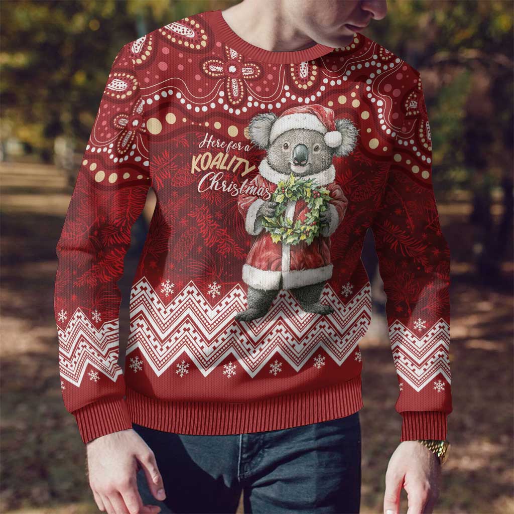 Here For A Koality Xmas Australia Abogirinal Ugly Christmas Sweater Santa Koala - Aussie Hoodie