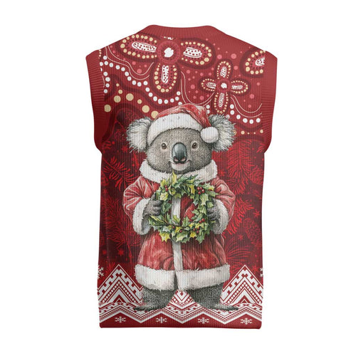 Here For A Koality Xmas Australia Abogirinal Christmas Knitted V-Neck Vest Santa Koala - Aussie Hoodie