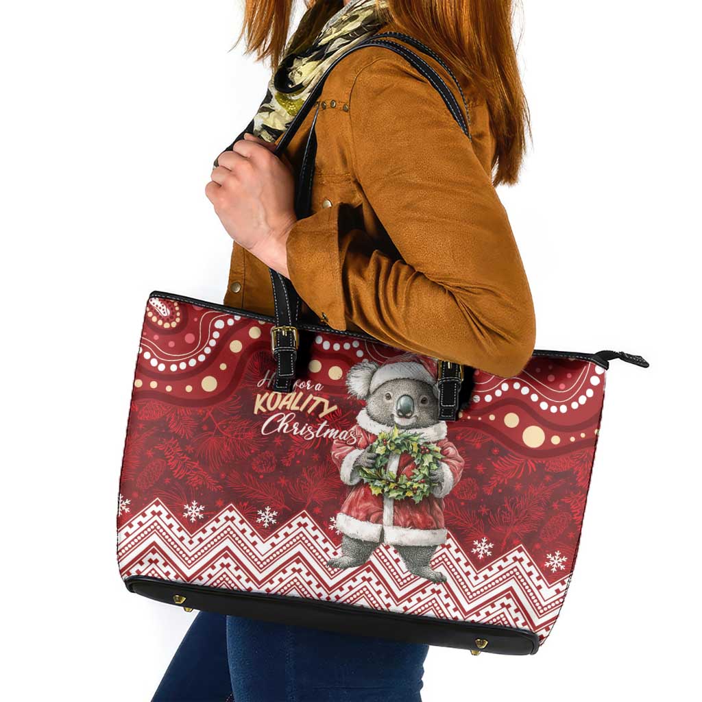 Here For A Koality Xmas Australia Abogirinal Leather Tote Bag Santa Koala - Aussie Hoodie