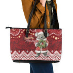 Here For A Koality Xmas Australia Abogirinal Leather Tote Bag Santa Koala - Aussie Hoodie