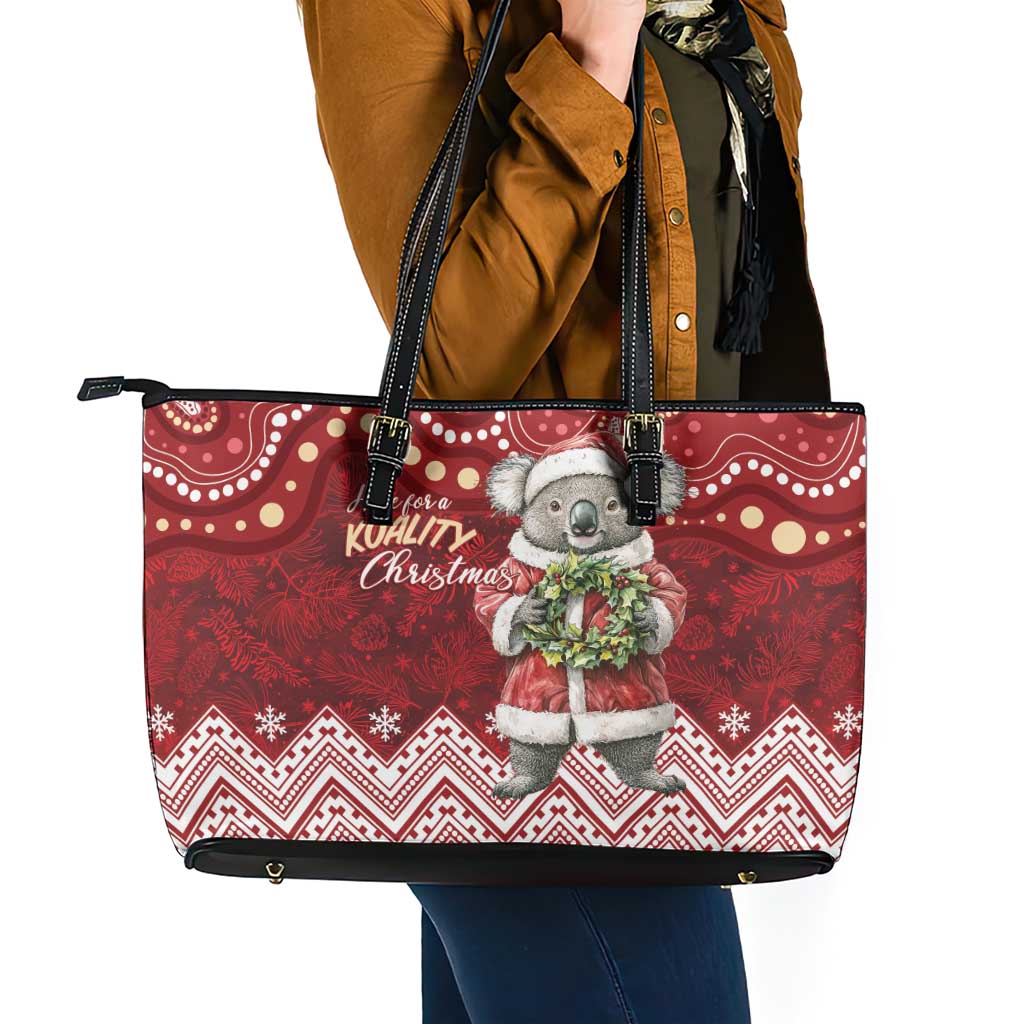 Here For A Koality Xmas Australia Abogirinal Leather Tote Bag Santa Koala - Aussie Hoodie