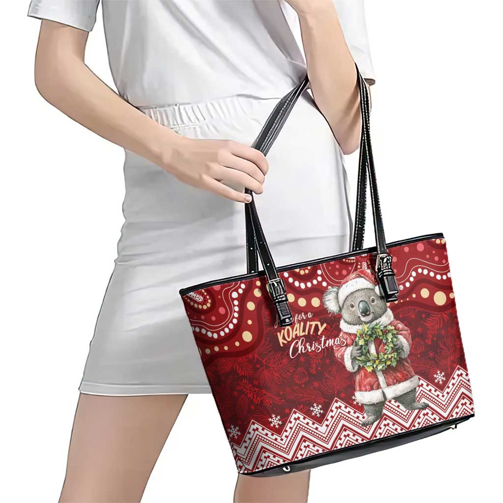 Here For A Koality Xmas Australia Abogirinal Leather Tote Bag Santa Koala - Aussie Hoodie