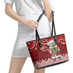 Here For A Koality Xmas Australia Abogirinal Leather Tote Bag Santa Koala - Aussie Hoodie