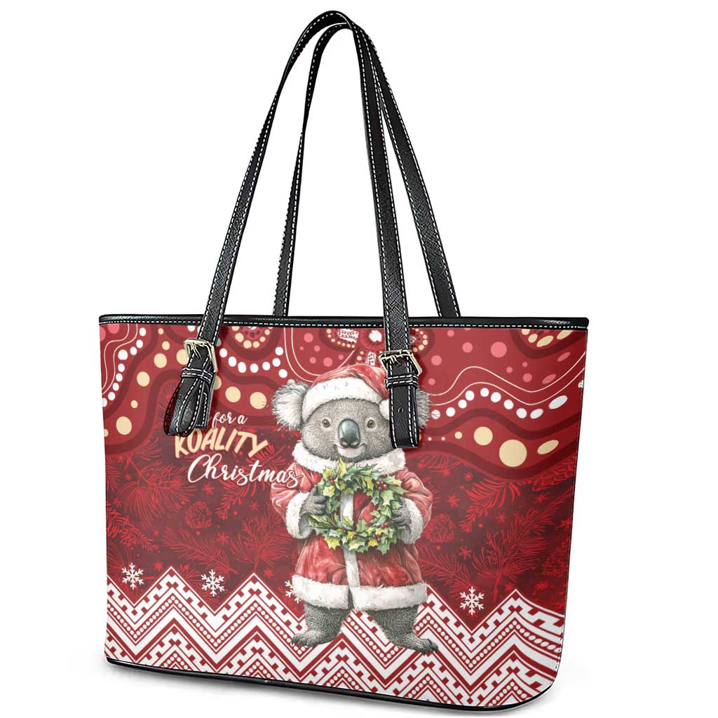 Here For A Koality Xmas Australia Abogirinal Leather Tote Bag Santa Koala - Aussie Hoodie