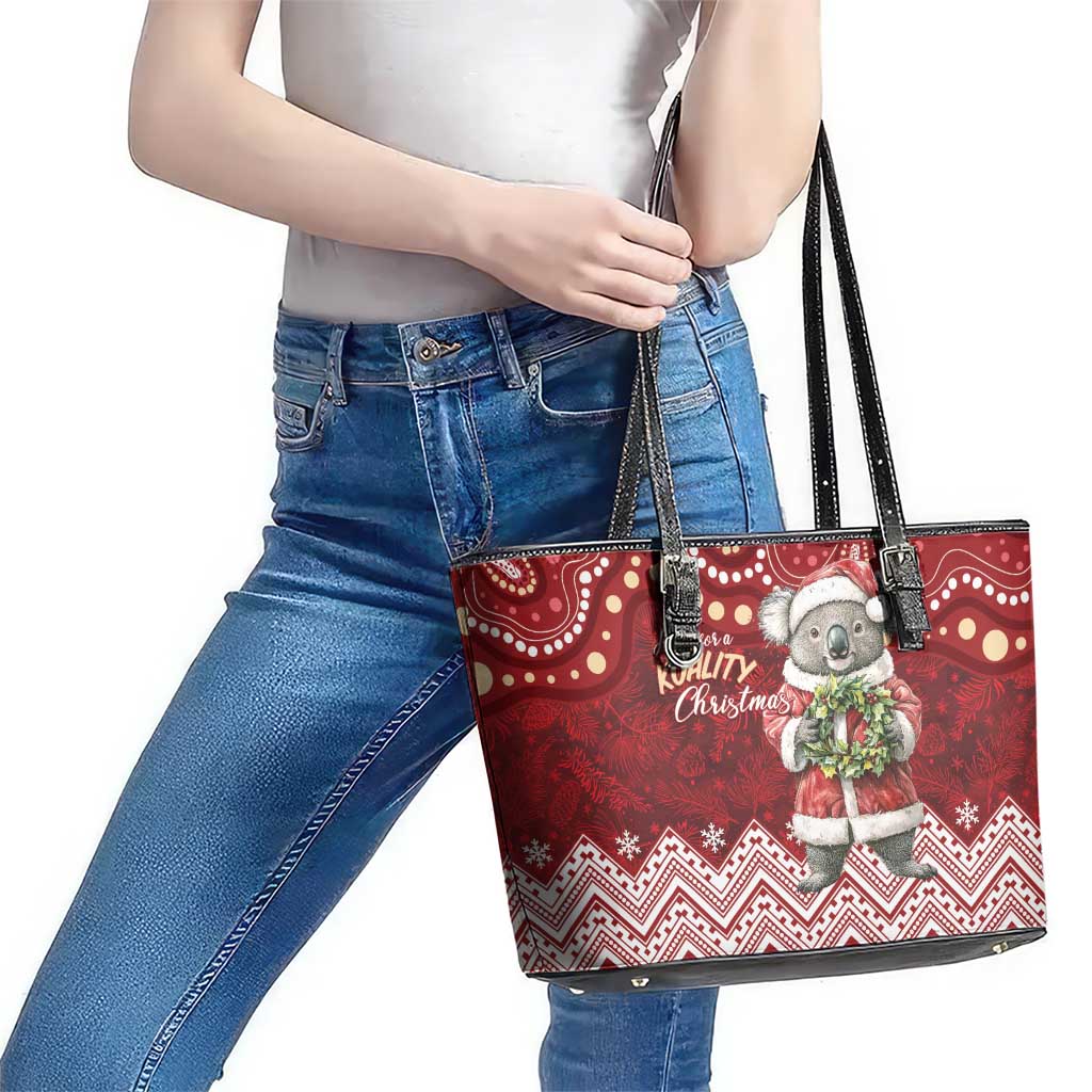 Here For A Koality Xmas Australia Abogirinal Leather Tote Bag Santa Koala - Aussie Hoodie