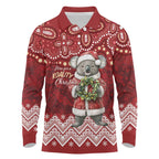 Here For A Koality Xmas Australia Abogirinal Long Sleeve Polo Shirt Santa Koala - Aussie Hoodie
