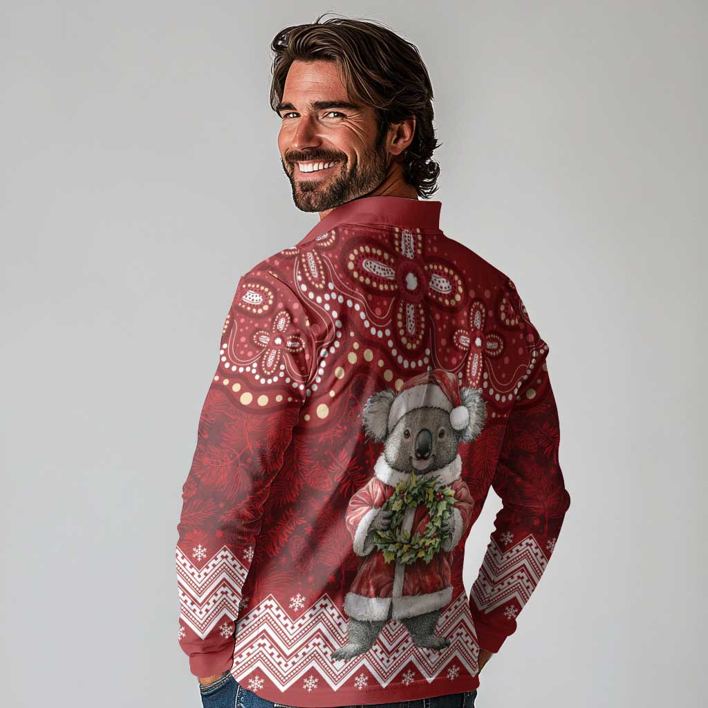 Here For A Koality Xmas Australia Abogirinal Long Sleeve Polo Shirt Santa Koala - Aussie Hoodie