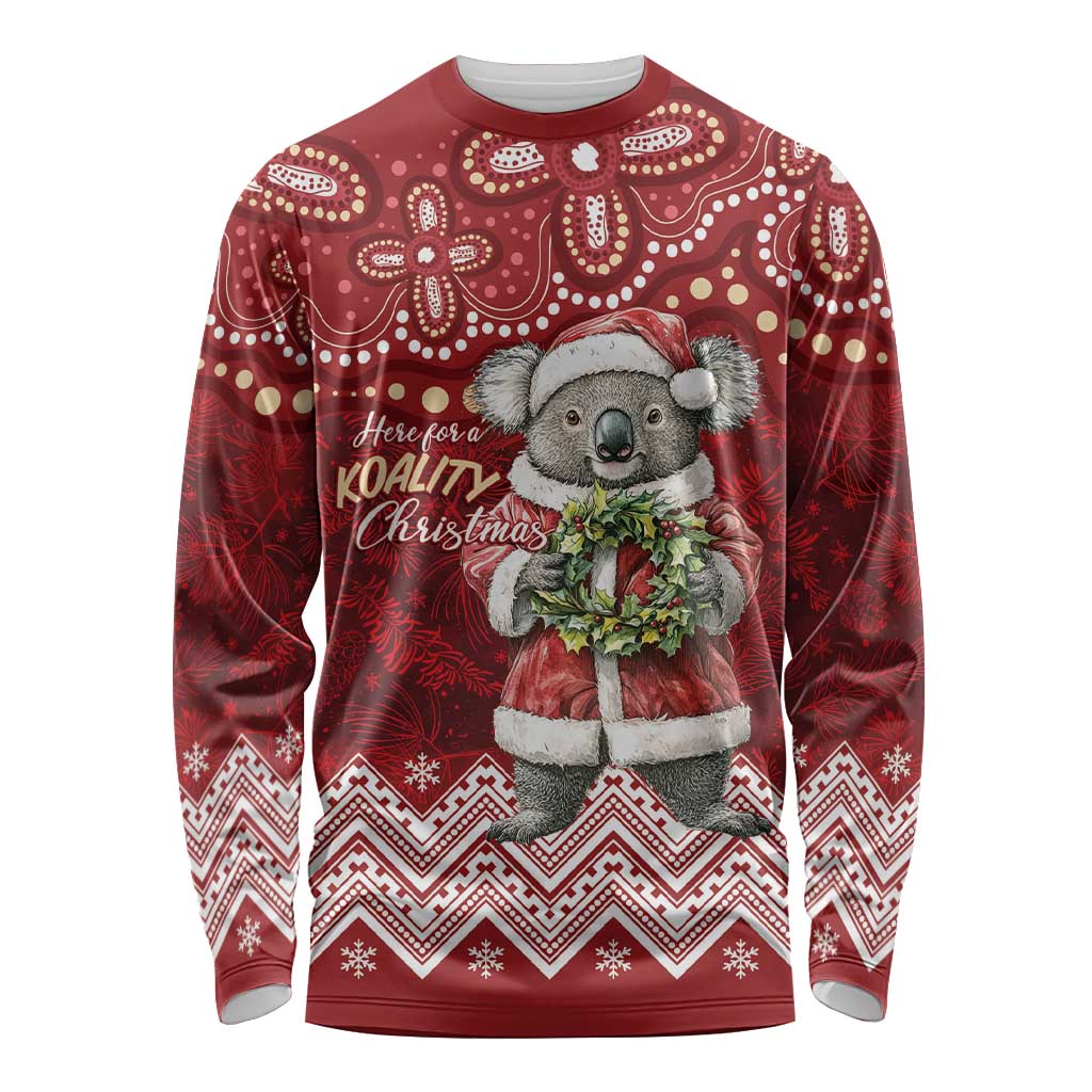 Here For A Koality Xmas Australia Abogirinal Long Sleeve Shirt Santa Koala - Aussie Hoodie