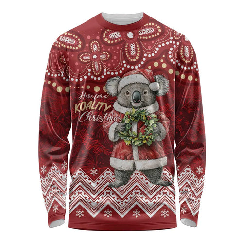 Here For A Koality Xmas Australia Abogirinal Long Sleeve Shirt Santa Koala - Aussie Hoodie