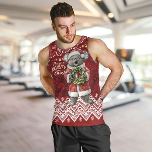 Here For A Koality Xmas Australia Abogirinal Men Tank Top Santa Koala - Aussie Hoodie