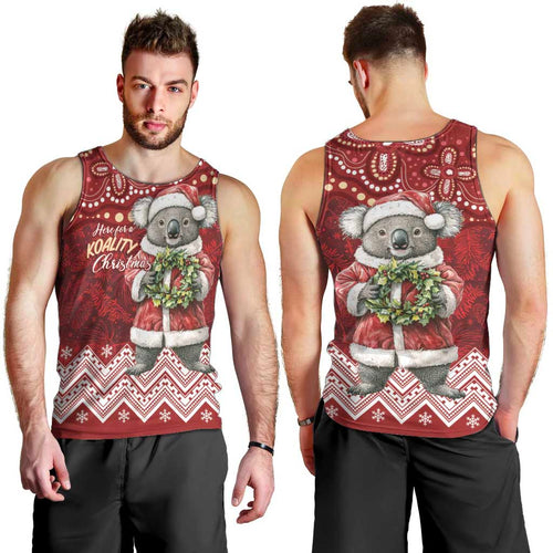 Here For A Koality Xmas Australia Abogirinal Men Tank Top Santa Koala - Aussie Hoodie