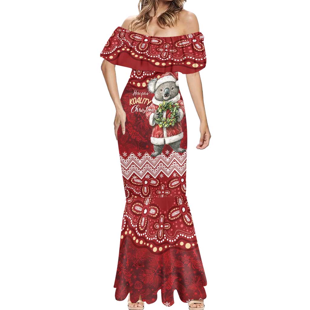 Here For A Koality Xmas Australia Abogirinal Mermaid Dress Santa Koala - Aussie Hoodie