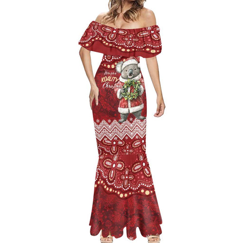 Here For A Koality Xmas Australia Abogirinal Mermaid Dress Santa Koala - Aussie Hoodie