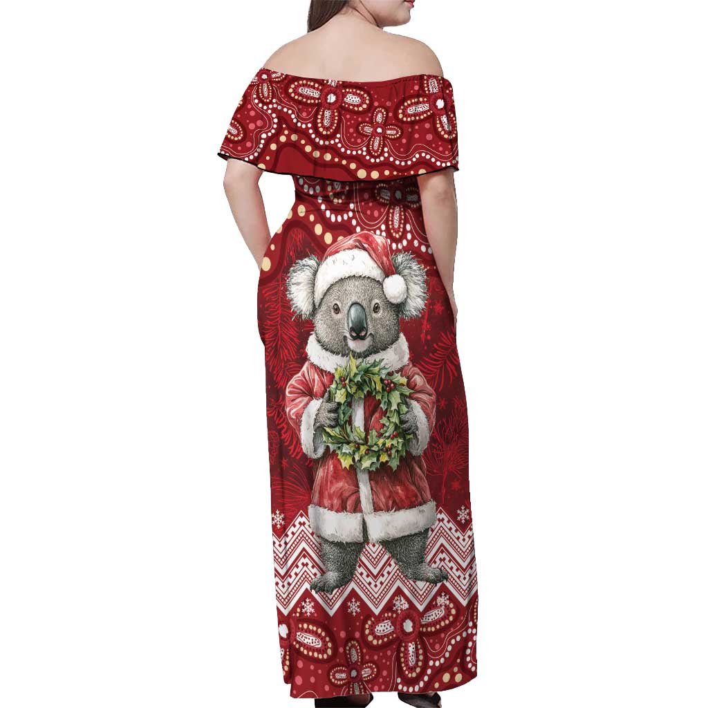 Here For A Koality Xmas Australia Abogirinal Off Shoulder Maxi Dress Santa Koala - Aussie Hoodie