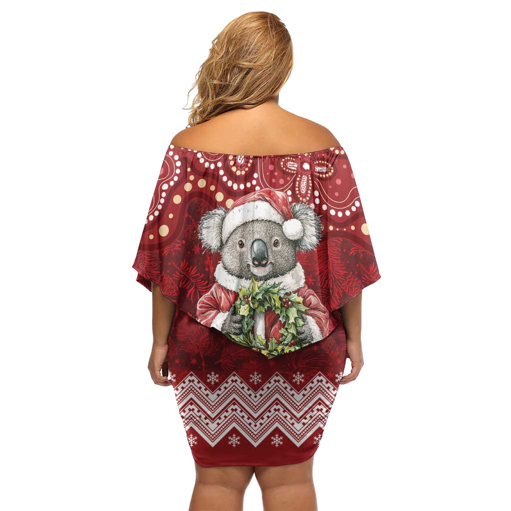 Here For A Koality Xmas Australia Abogirinal Off Shoulder Short Dress Santa Koala - Aussie Hoodie