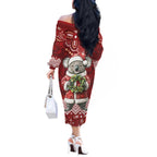 Here For A Koality Xmas Australia Abogirinal Off The Shoulder Long Sleeve Dress Santa Koala - Aussie Hoodie