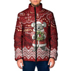 Here For A Koality Xmas Australia Abogirinal Padded Jacket Santa Koala - Aussie Hoodie