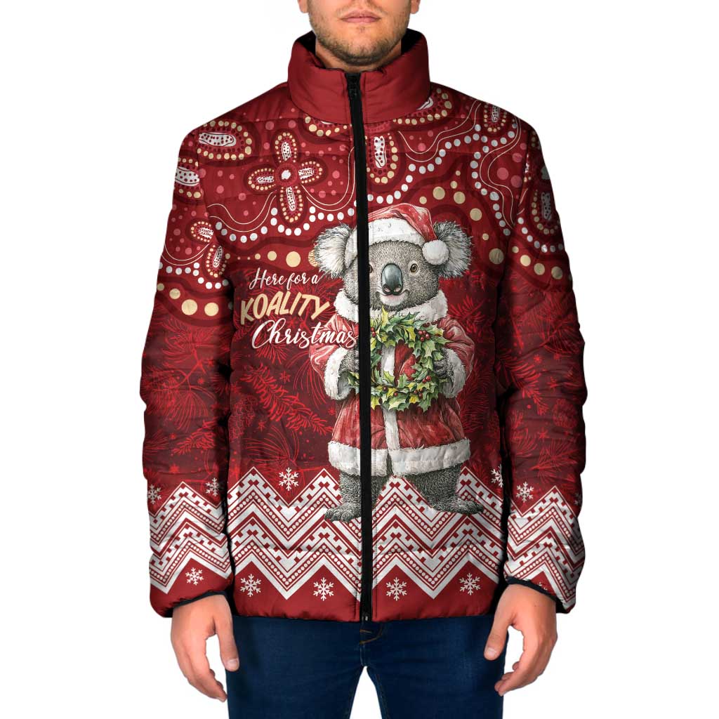 Here For A Koality Xmas Australia Abogirinal Padded Jacket Santa Koala - Aussie Hoodie